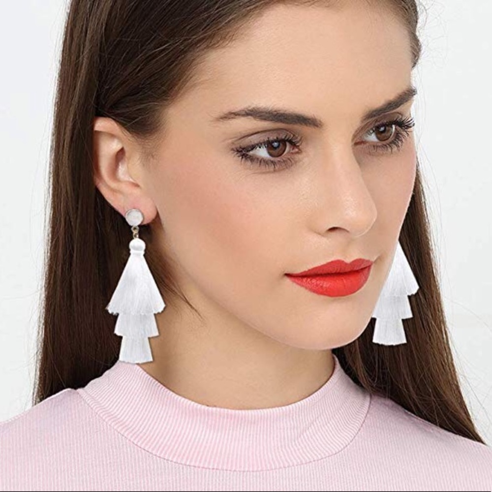 White tassel earrings